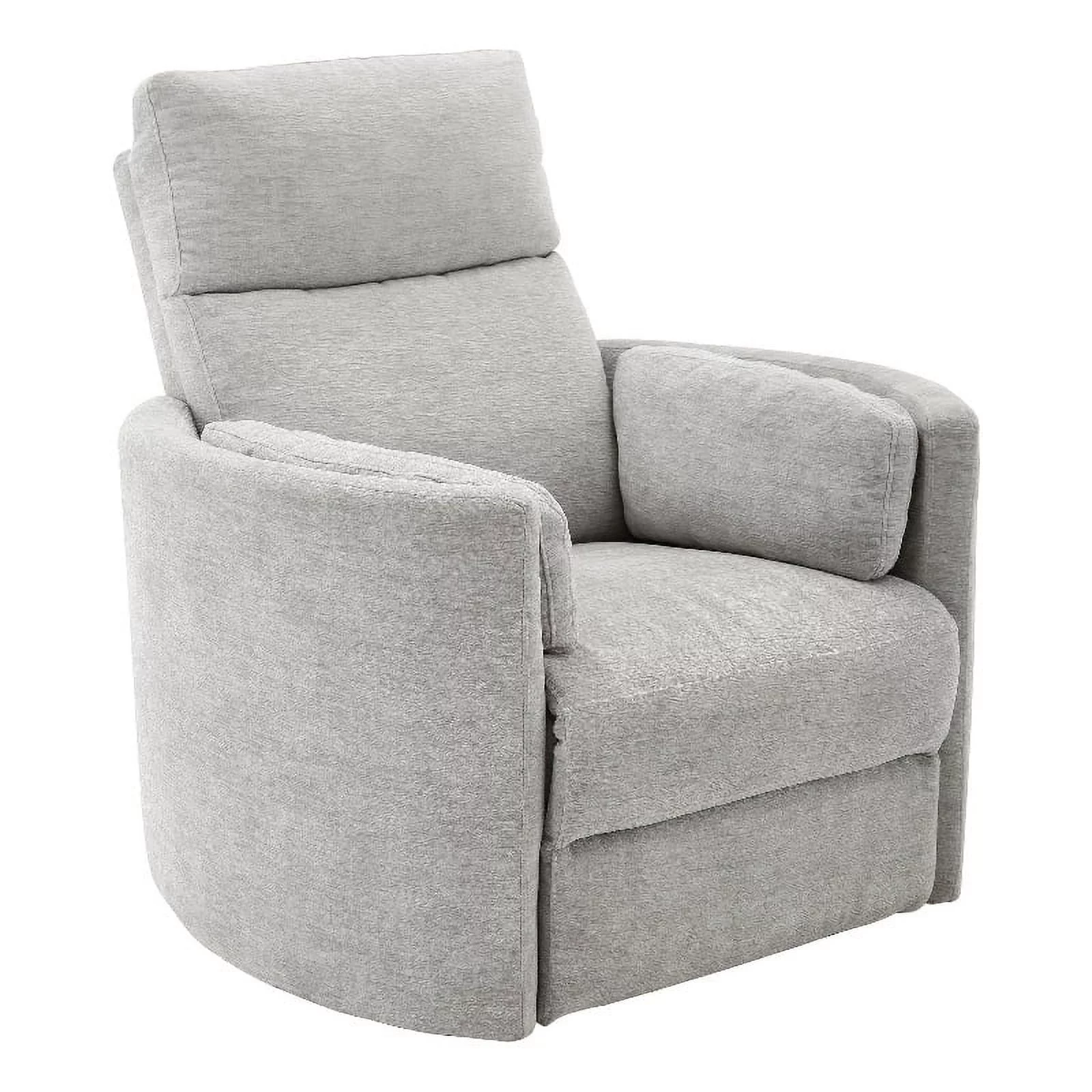 Bowery Hill Polyester Power Swivel Glider Recliner in Mineral White