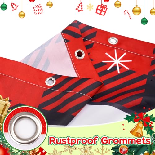 4Pcs Christmas Shower Curtain Set - Merry Christmas Bathroom Set Holiday Shower Curtain with Non-Slip Rugs, Toilet Lid Cover and Bath Mat