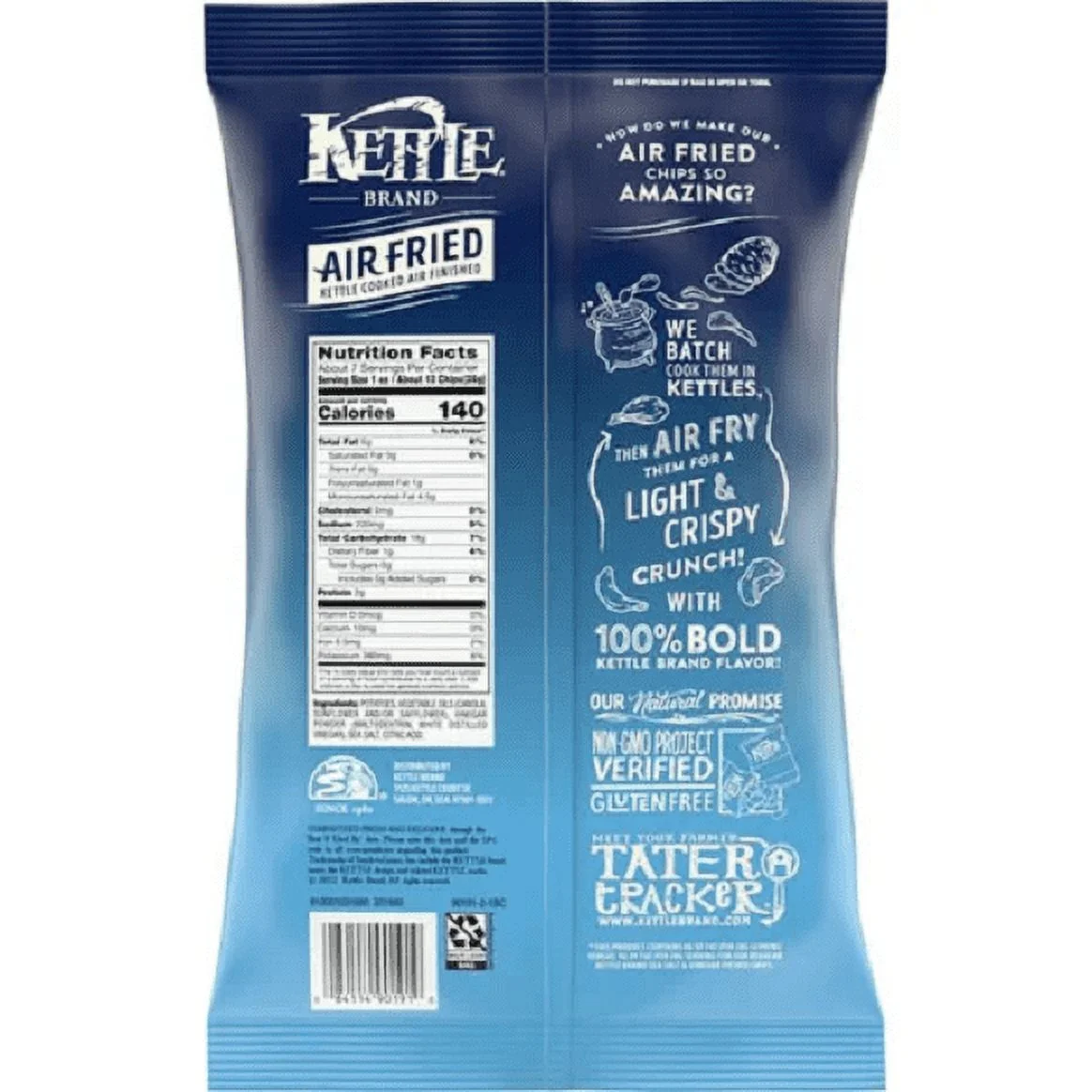 Kettle Brand Air Fried Salt Sea & Vinegar Kettle Chips, 3-Pack 6.5 oz. Bags