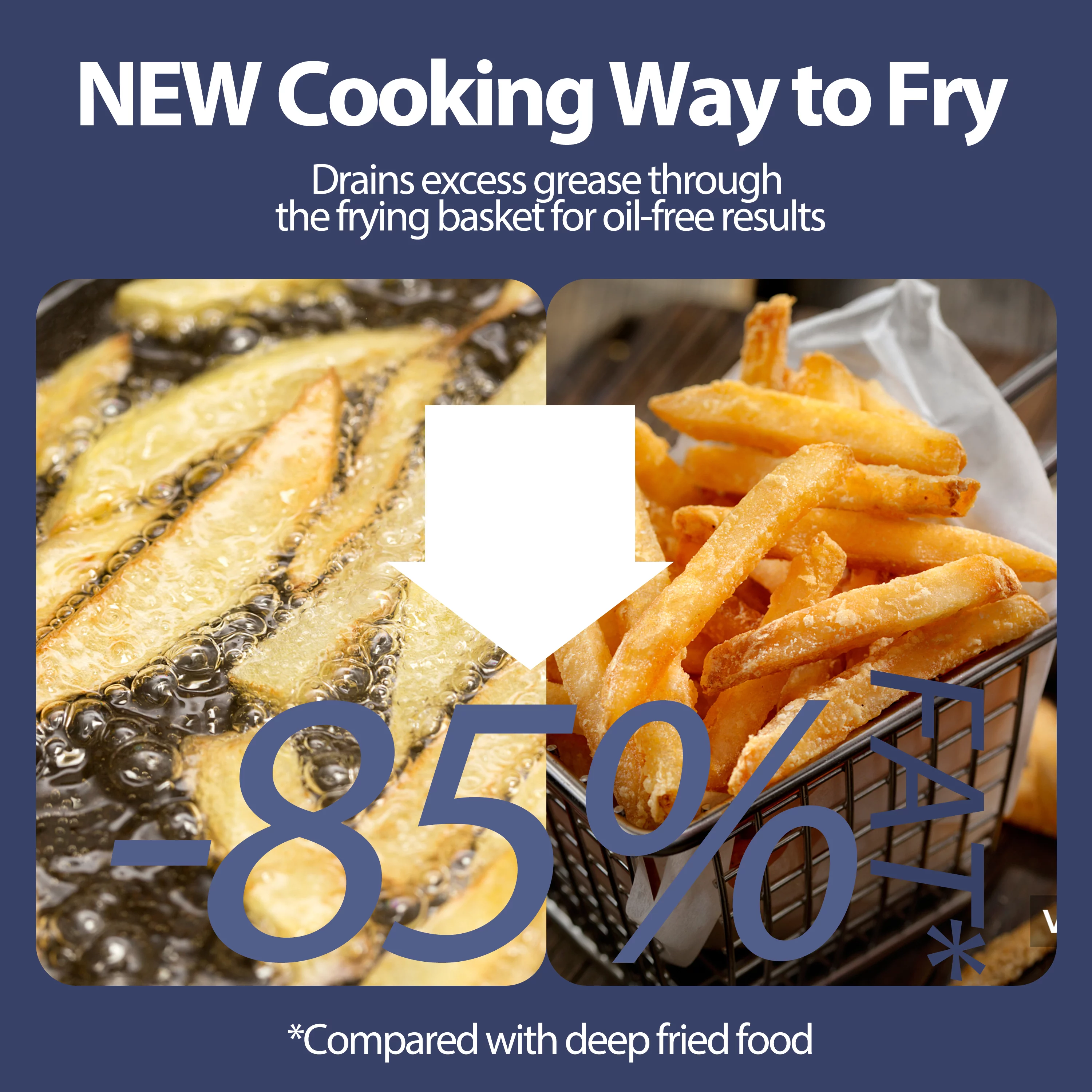 JKM Air Fryer 4.7 Quart, mechanical Air Fryer Oven, Adjustable Timer & Temp, No Oily Smoke Frying Cooking, Auto Shut Off, 1500W, Black