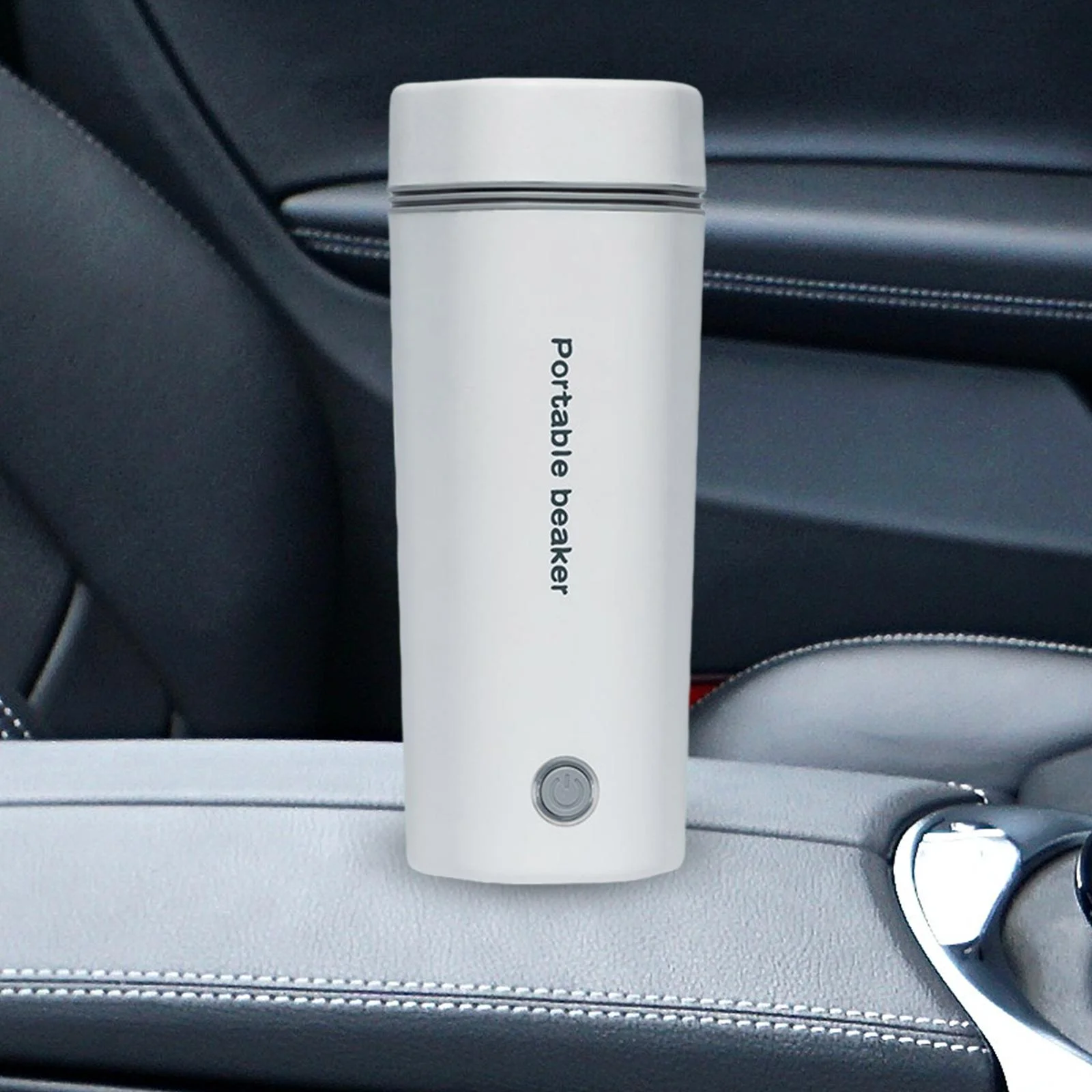 Tongina Car Heating Cup Car Electric Kettle Leakproof Portable 400ml Car Heated Mug Bottle for Hot Tea Coffee Milk 12V White