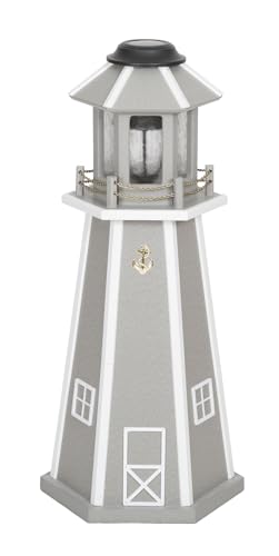 Peaceful Classics Modern Decorative Lighthouse for Garden Décor 3ft/4ft – 5W Poly Solar Lighthouse Lamp for Outdoor Décor, Amish Handcrafted Wood Light House Decoration for Home