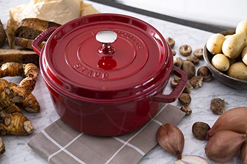 STAUB Cast Iron Dutch Oven 5.5-qt Round Cocotte, Made in France, Serves 5-6, Black Matte