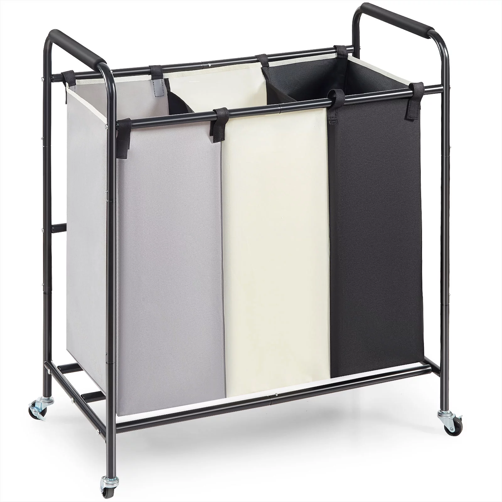 BENTISM Laundry Sorter Cart 3-Section Rolling Dirty Clothes Hamper with Wheels & 600D Oxford Fabric Removable Bags for Laundry Bedroom Bathroom Clothes Strorage