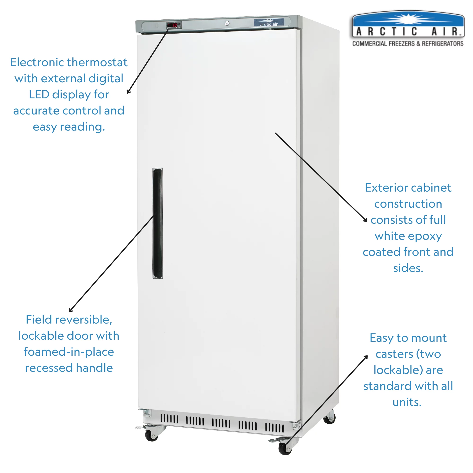 Arctic Air AWR25 White Single Door Reach in Commercial Refrigerator - 25 cu. ft.