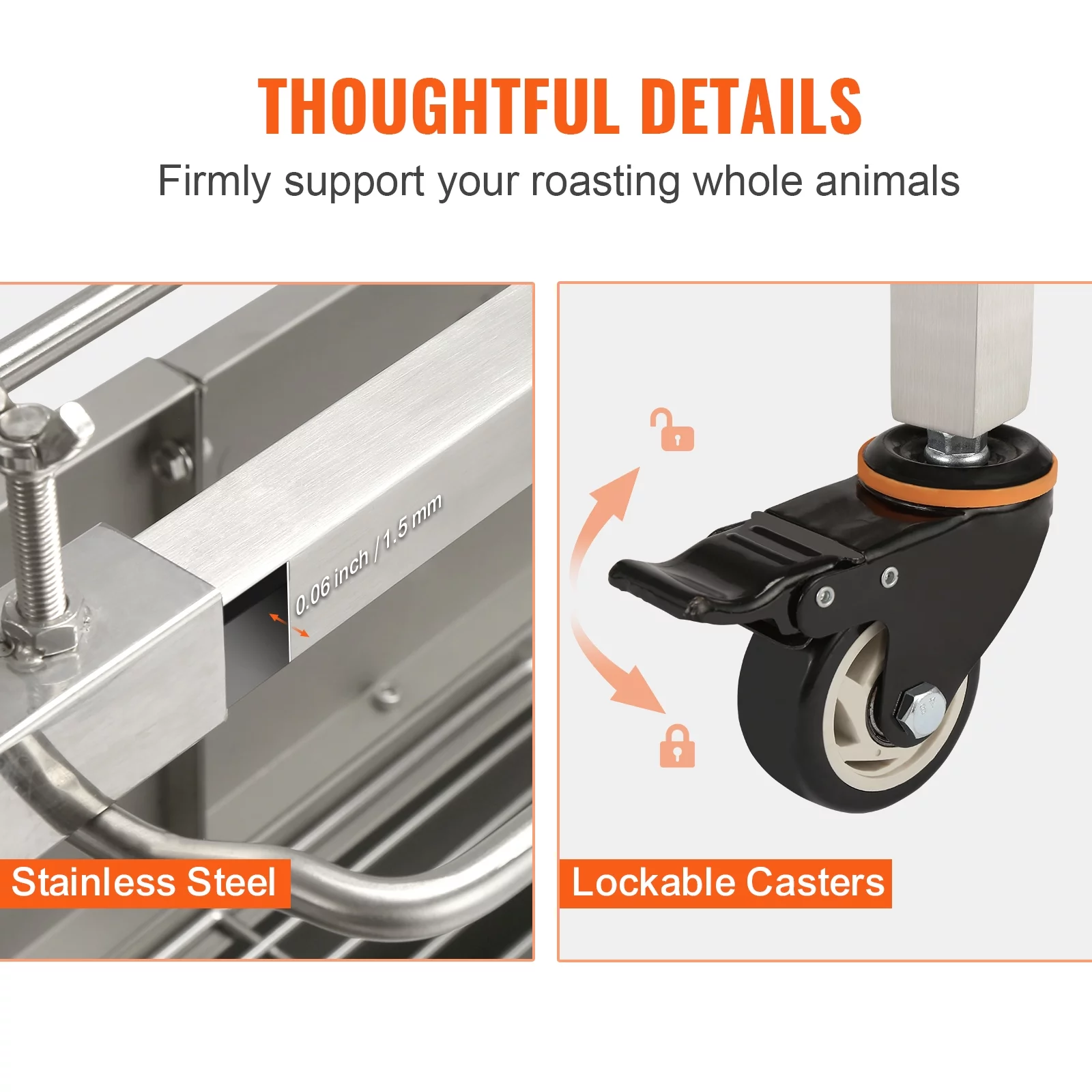 SKYSHALO Roaster Spit Rotisserie BBQ Grill Pig Lamb Chicken Roaster 50W 90lbs