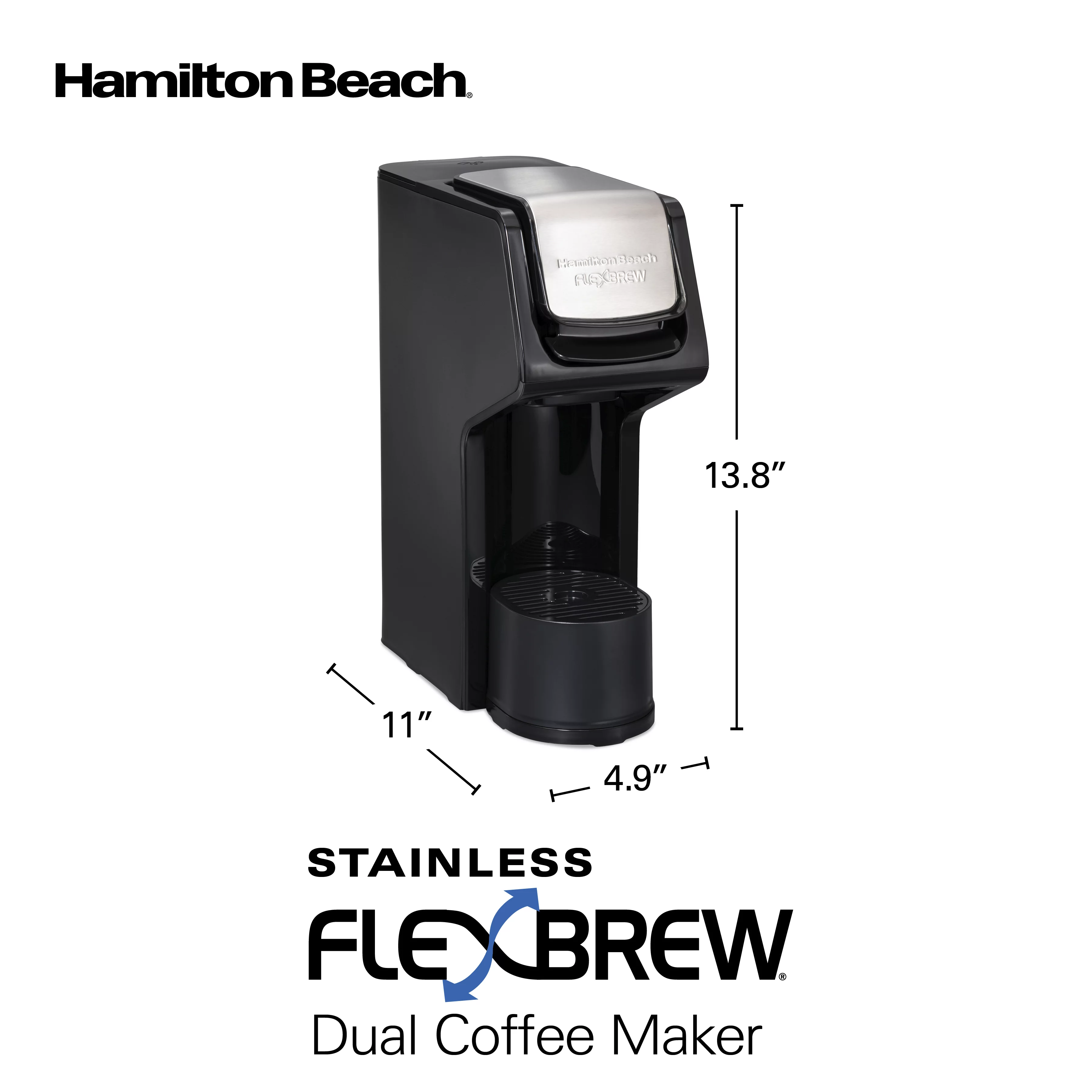 Hamilton Beach FlexBrew Dual Coffee Maker, Touch-Sensitive Controls, Stainless Steel Trim, 49918