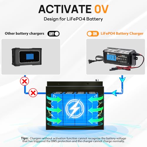 ECO-WORTHY 12V 5A Automatic Smart Battery Charger and Maintainer LCD Display for Lead Acid and Lithium (LiFePO4) Battery