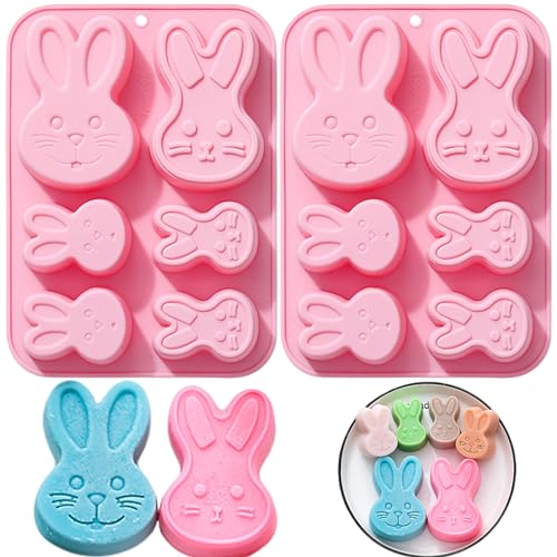 3D Easter Bunny Silicone Mold for Chocolate 2 Pack Large Easter Bunny Molds for Baking Jello Candy Molds Easter Soap Molds for Hot Chocolate Bombs Ice Cube Candle Cupcake Decorations (large bunny)