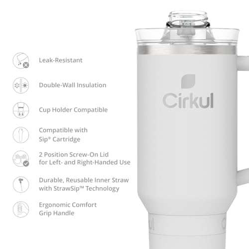 Cirkul 40oz. Carbon Stainless Steel Tumbler with Handle, All-Day StrawSip™, Double-Wall Insulated