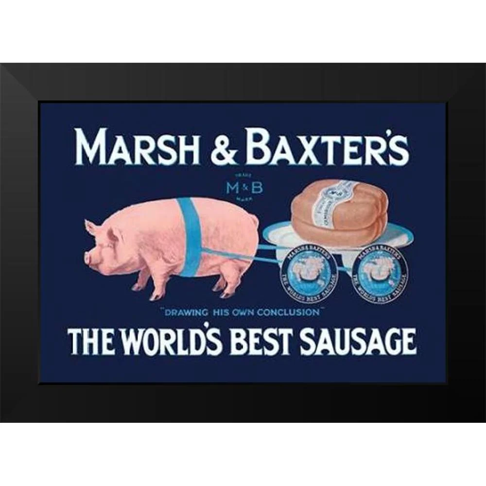 Advertisement 18x14 Black Modern Framed Museum Art Print Titled - Pigs and Pork: Marsh and Baxters Worlds Best Sausage