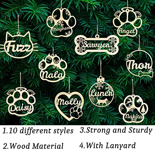 Personalized Dog Cat Paw Ornament Christmas, Custom Pet's Name Ornament, Customized Wooden Snowflake Dog Paw Ornaments for Christmas Tree
