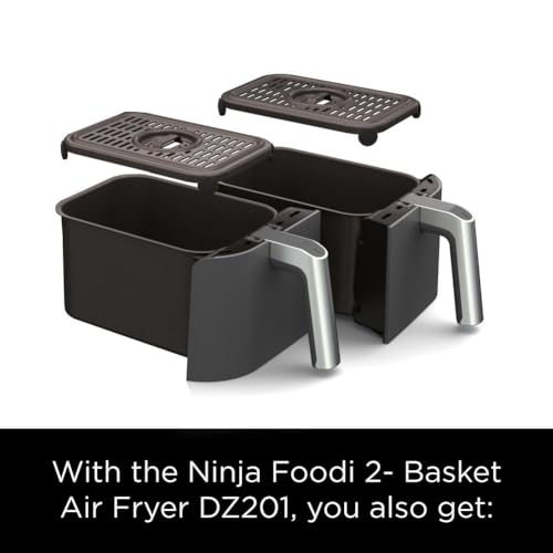 Ninja Foodi 10QT 6-in-1 DualZone Smart XL Air Fryer, 2 Independent 5QT Baskets, Smart Cook Thermometer, Match Cook, Smart Finish, Air Fry, Roast, Bake, Dehydrate, Reheat, Grey, DZ550
