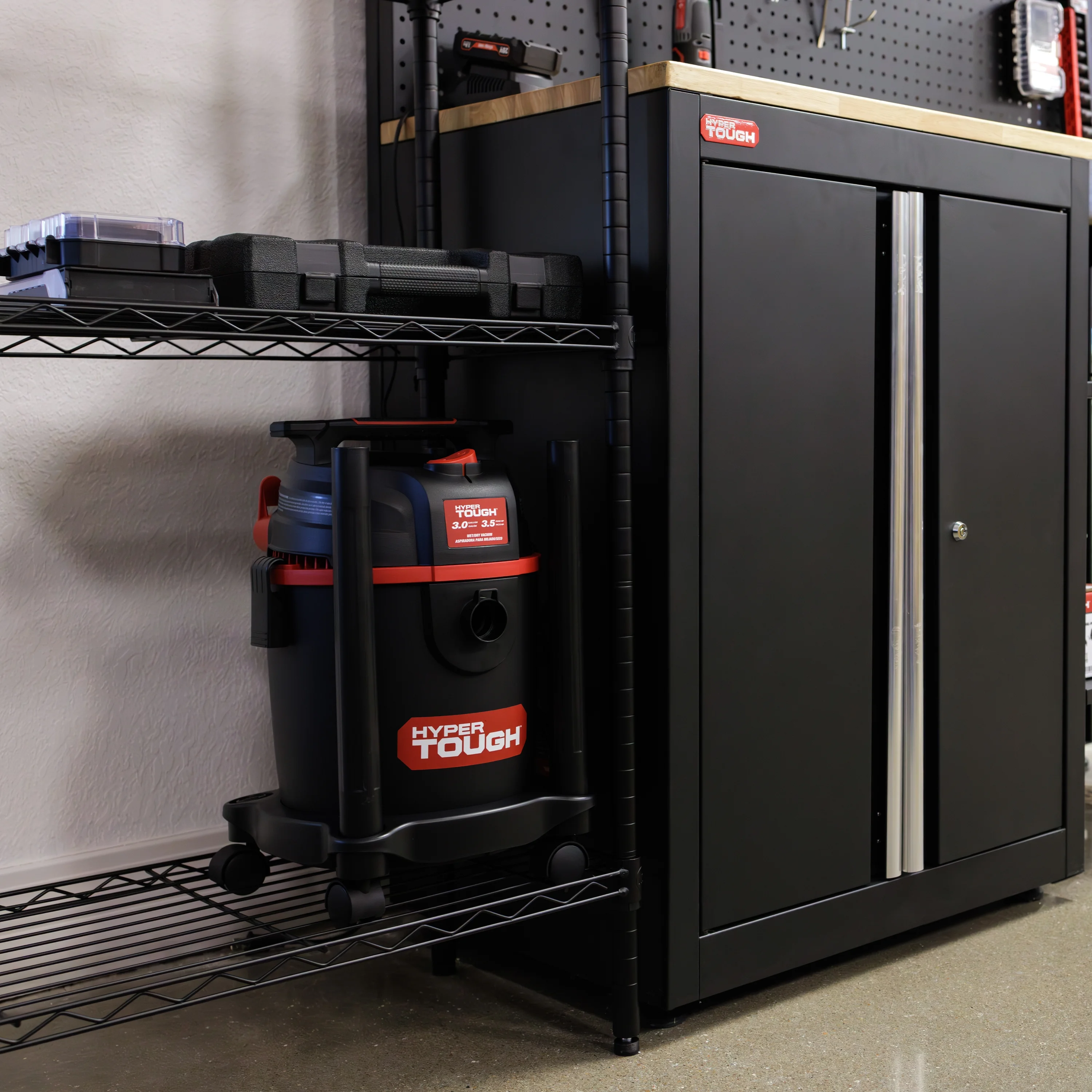 Hyper Tough 4 Tier Wire Shelf Unit, Black, 1400 lb. Capacity