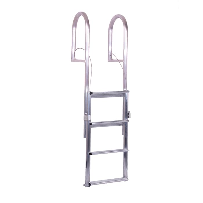 Dockmate Wide 4-Step Dock Lift Ladder | Extra Strong Aluminum, Retractable Design, 750-lb. Capacity