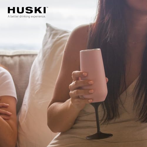 Huski Champagne Flute | NEW | Award-winning Design with Detachable Stem | Premium Stainless Steel Champagne Glass with Lid | Triple Insulated Tumbler | 8oz Capacity | Great Gift (Champagne)