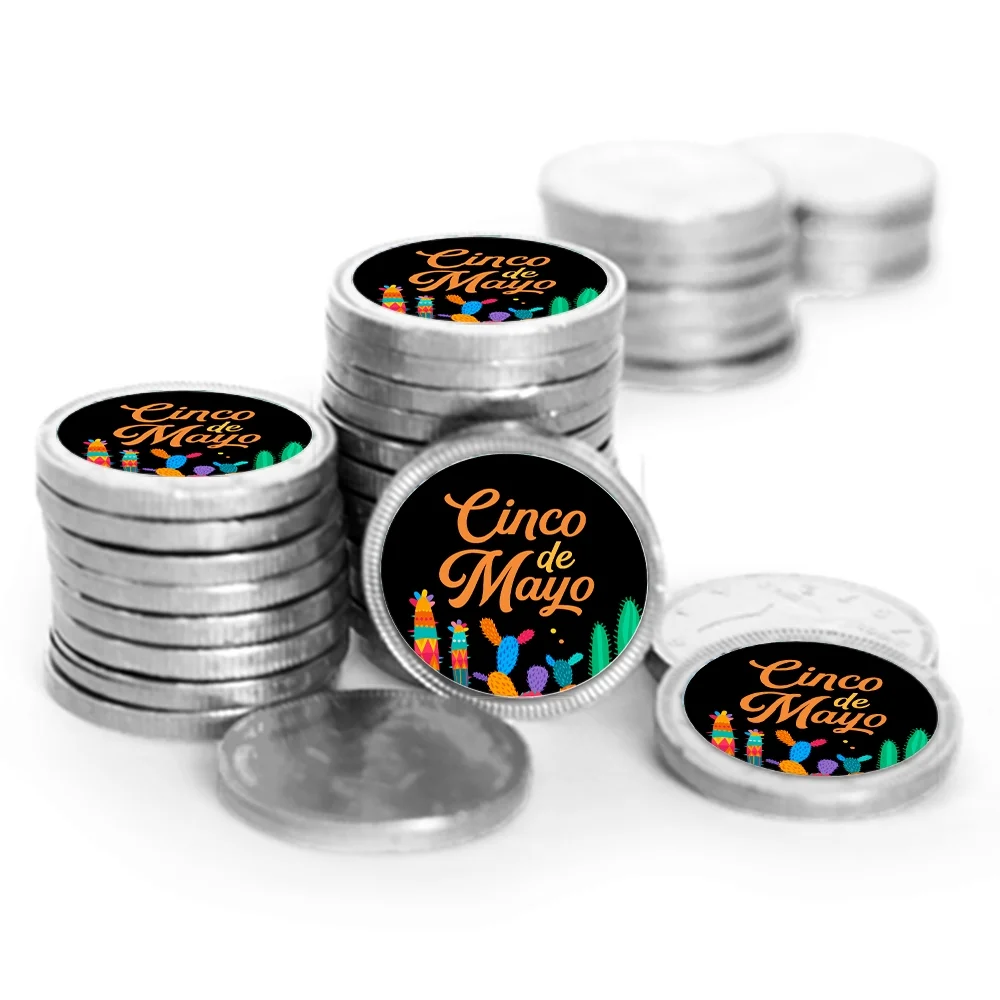 84ct Cinco De Mayo Candy Party Favors Chocolate Coins (84 Count) - Silver Foil