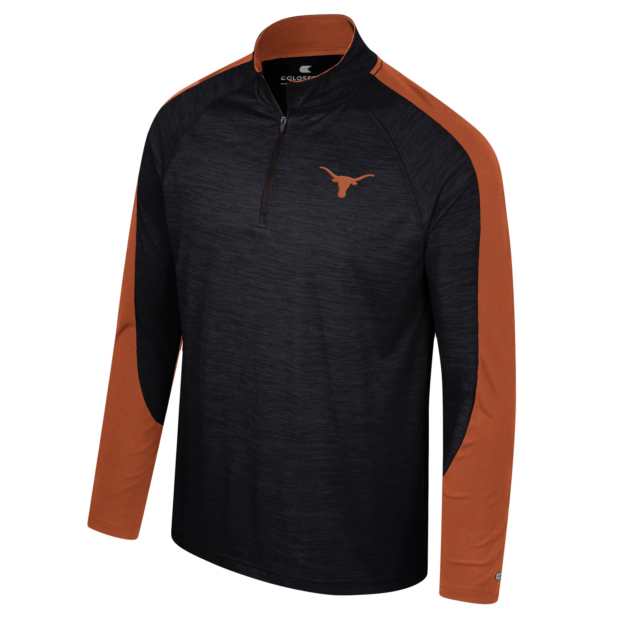 Men's Colosseum Black Texas Longhorns Langmore Raglan Quarter-Zip Top