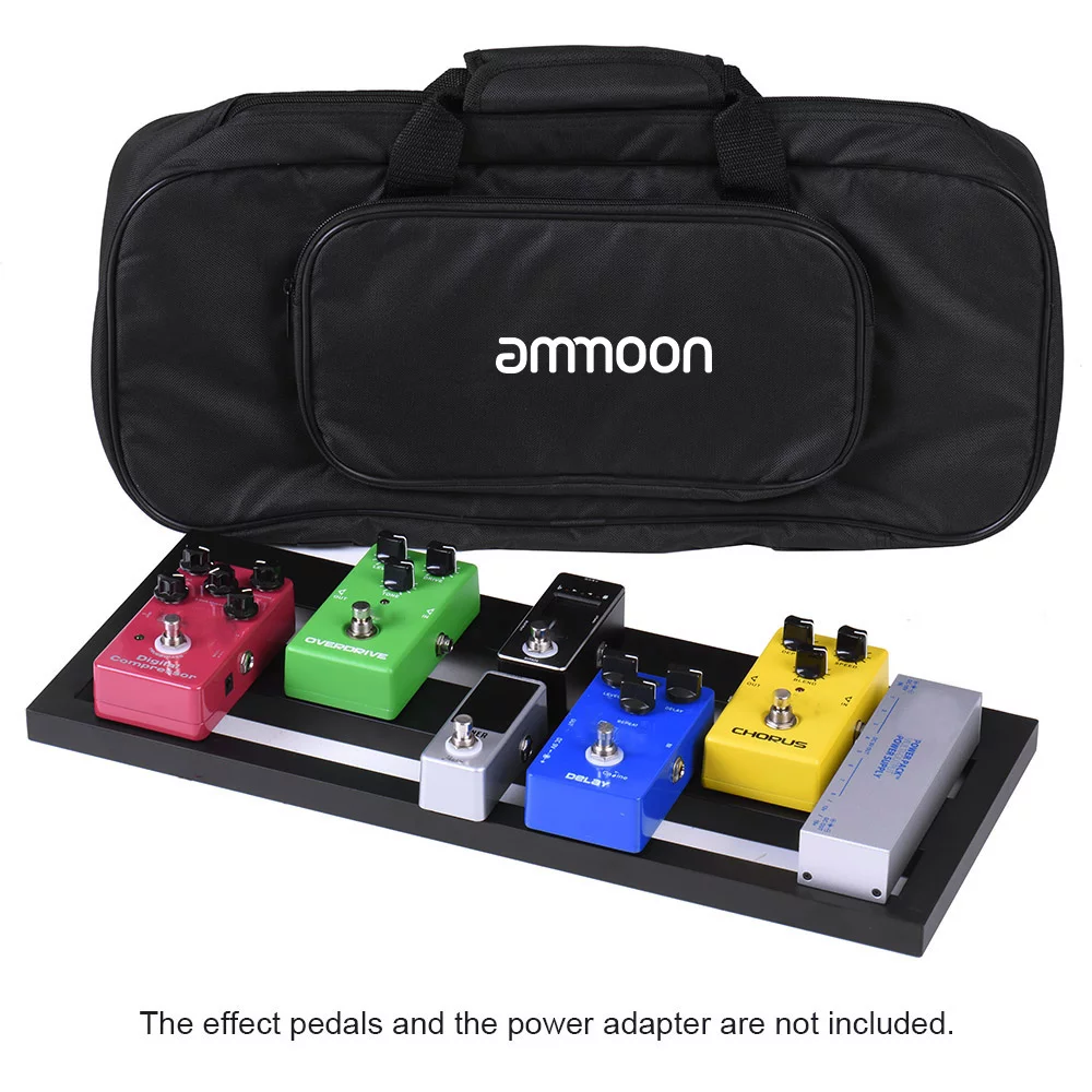 ammoon DB 2 Guitar Pedal Board Aluminum Alloy Set Portable Pedalboard with Carrying Bag, Tapes, and Strap for Effortless Guitar Effects