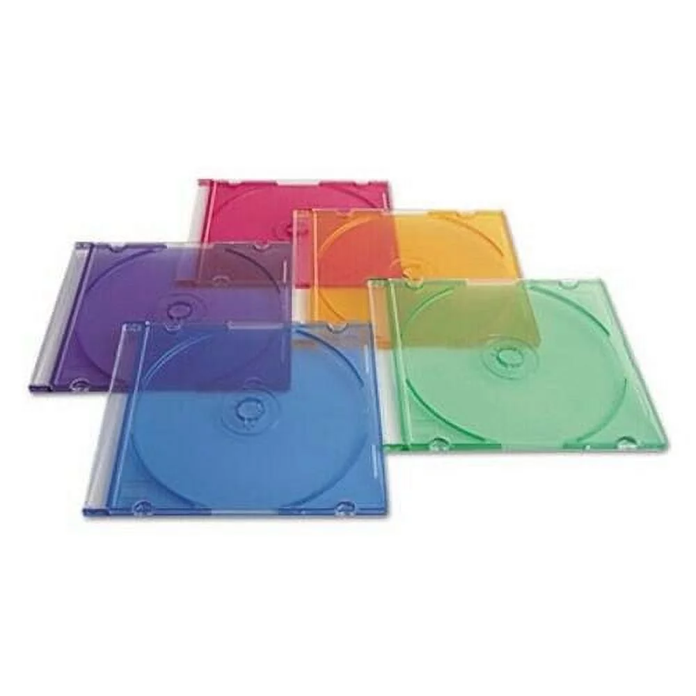 Verbatim CD/DVD Color Slim Jewel Cases, Assorted - 50pk Jewel Case - Book Fold - Plastic - Blue, Green, Yellow, Purple, Pink - 1 CD/DVD