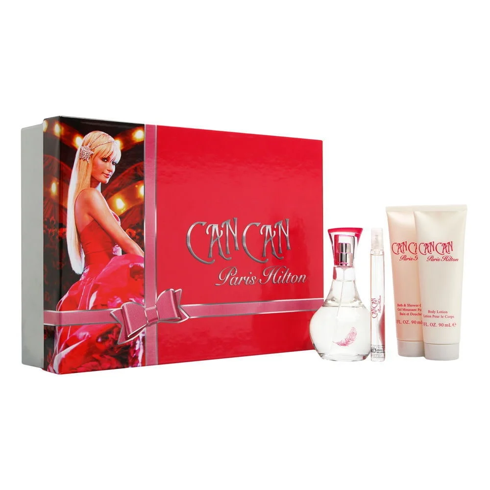 Can Can 4 Pc. Gift Set ( Eau De Parfum Spray 3.4 Oz + 0.34 Oz. Mini + Body Lotion 3.0 Oz. + Bath & Shower Gel 3.0 Oz. )