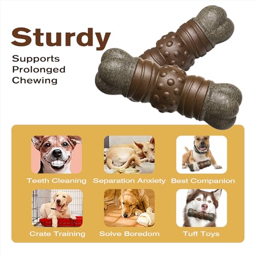 Large Size Indestructible Dog Chew Toy & Squeaky Toys for Medium/Large Aggressive Chewers Breed Dogs Durable Squeak Bone Teething Crate Thanksgiving Toys Gift