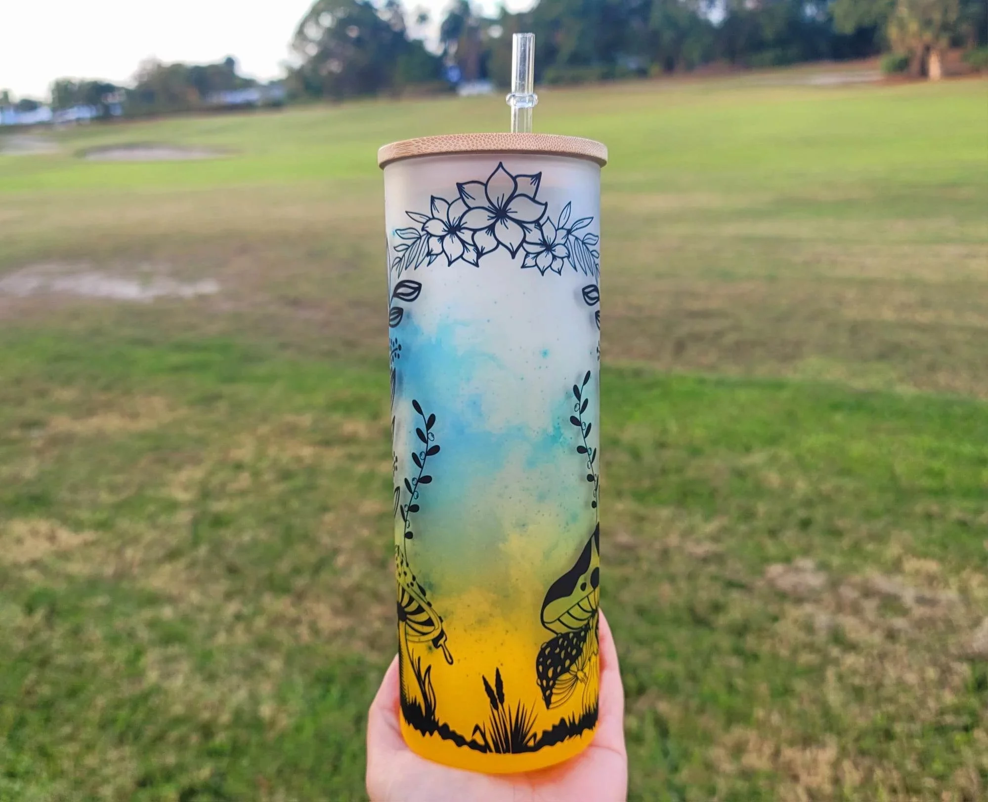 Mushroom Beer Can Glass | Boho Mushroom Coffee Glass | Aesthetic Coffee Glass | 24 oz