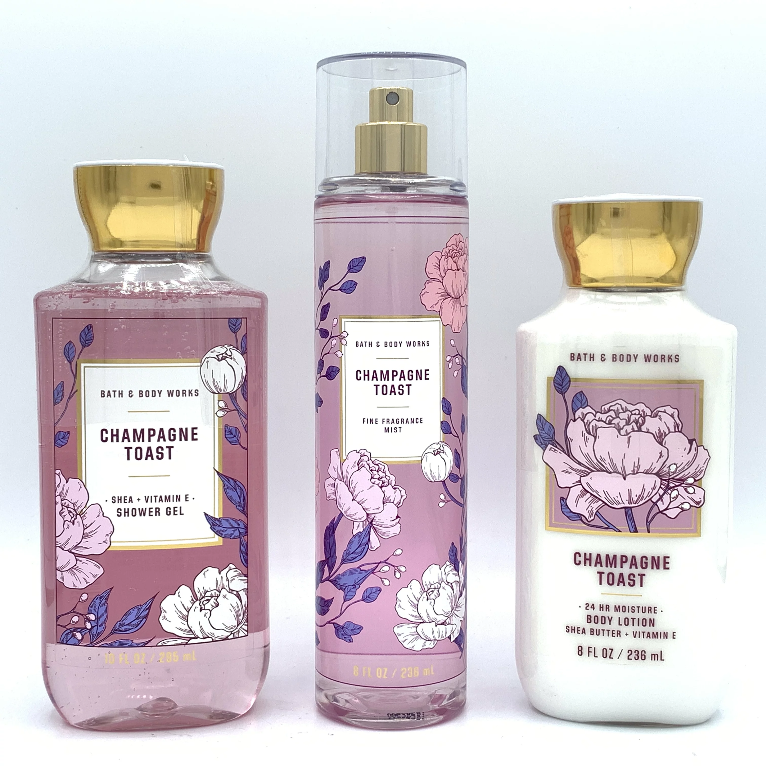 Bath and Body Works Champagne Toast Shower Gel, Fine Fragrance Mist and Body Lotion 3-Piece Bundle