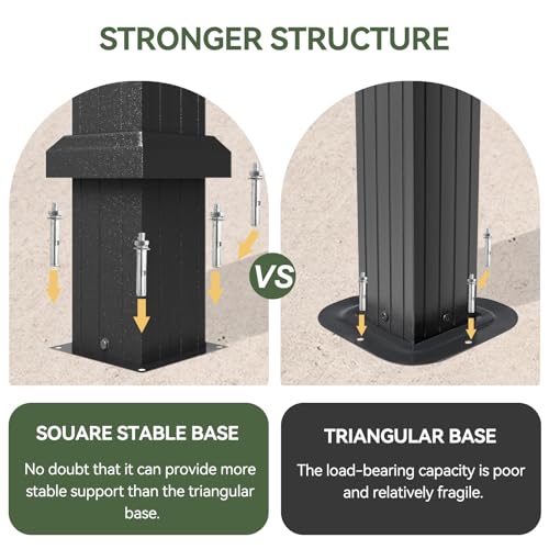 Aoxun 10' X 12' Hardtop Gazebo, Aluminum Outdoor Gazebo with Galvanized Steel Gable Roof Canopy, Patio Permanent Metal Pavilion with Netting, for Garden, Backyard, Deck, Square Foundation