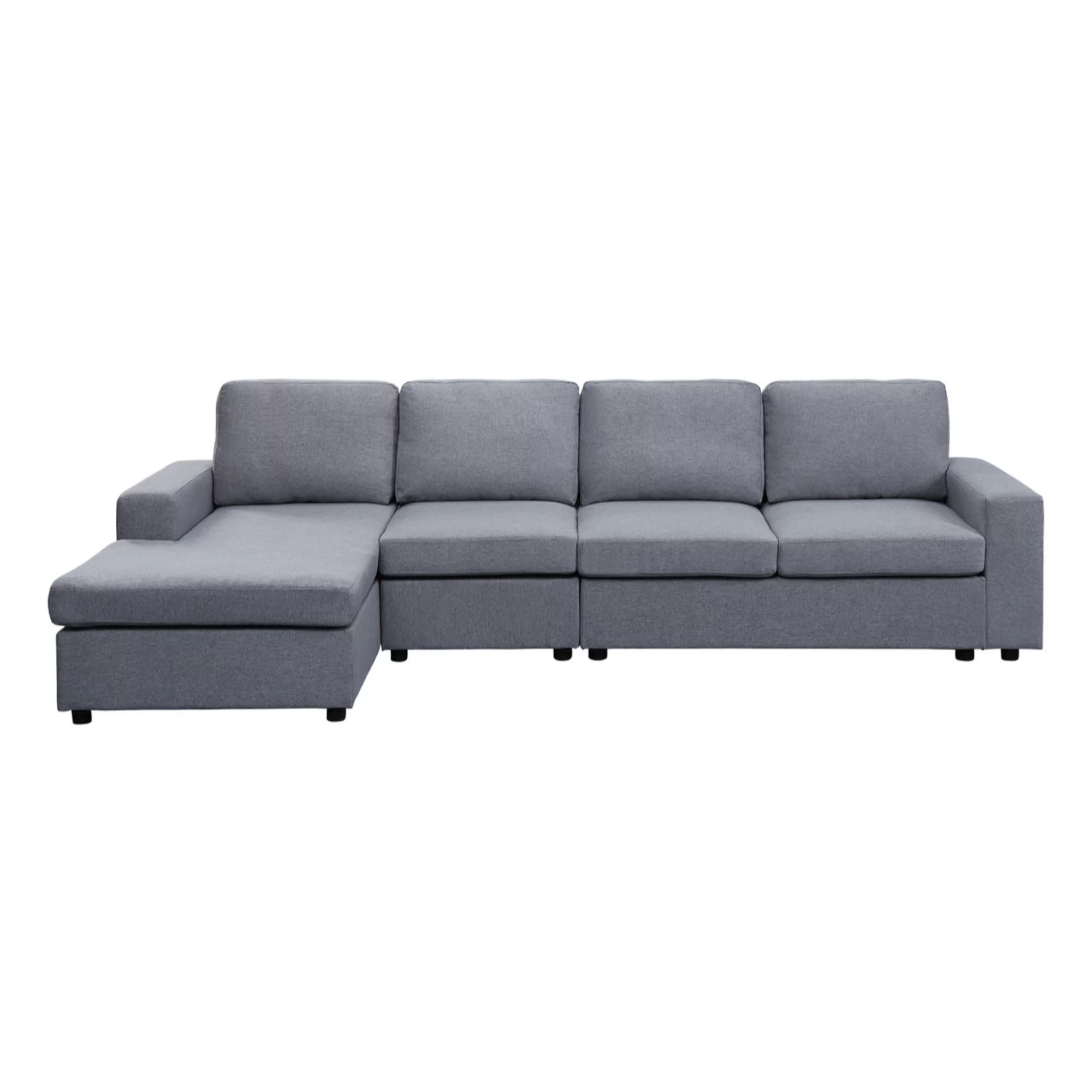 Dunlin Fabric Reversible Modular Sectional Sofa Chaise in Light Gray