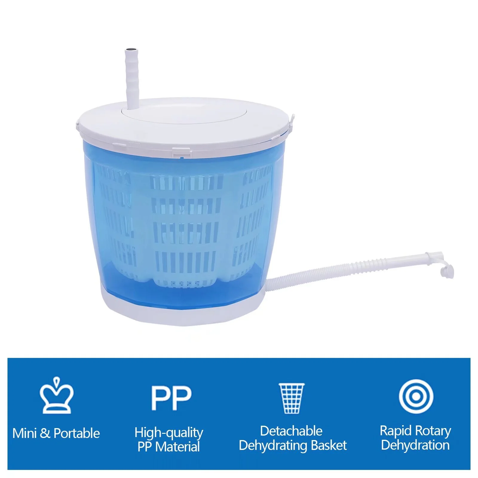 OUKANING Portable Mini Traveling Outdoor Clothes Dryer Compact Spin Dryer Hand-operated Dryer for Dorms Apartments Camping