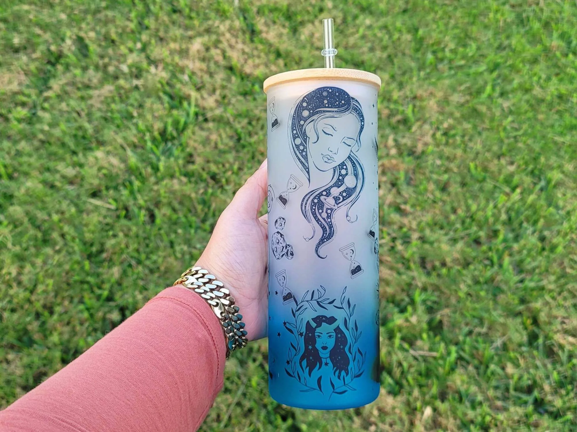 Mushroom Beer Can Glass | Boho Mushroom Coffee Glass | Aesthetic Coffee Glass | 24 oz