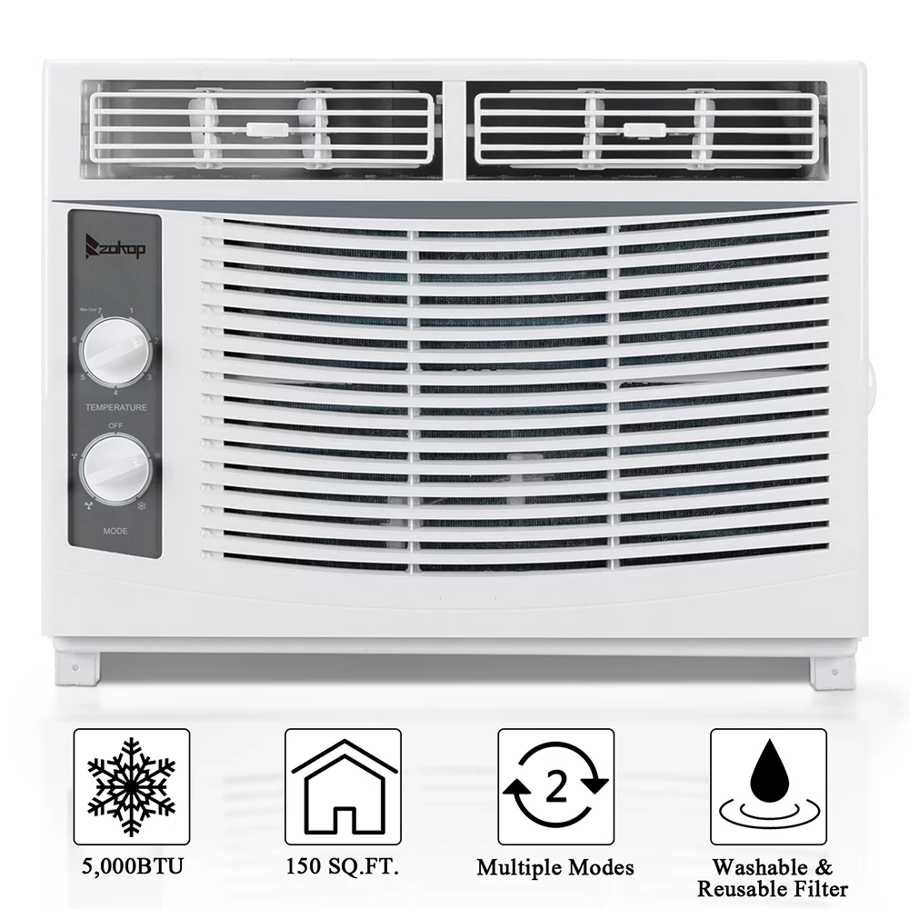 ZOKOP 5000BTU WAC-5000 115V 450W Air Conditioner White ABS Window Type Refrigeration/Fan/Dehumidification