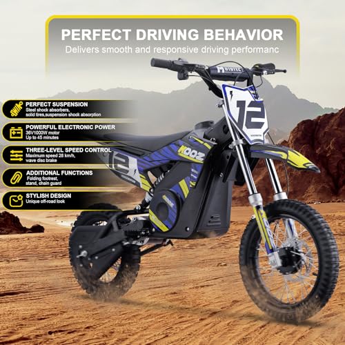MotoTec 36v 1000w (HP112E) Electric Dirt Bike Blue