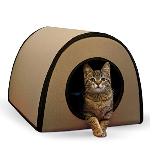 K&H Pet Products Thermo Mod Kitty Shelter Heated Outdoor Cat House for Outside Pets in Winter, Insulated, Waterproof, Heated Floor, Washable Cover, Safety Listed - Small 21 X 14 X 13in Gray 20W