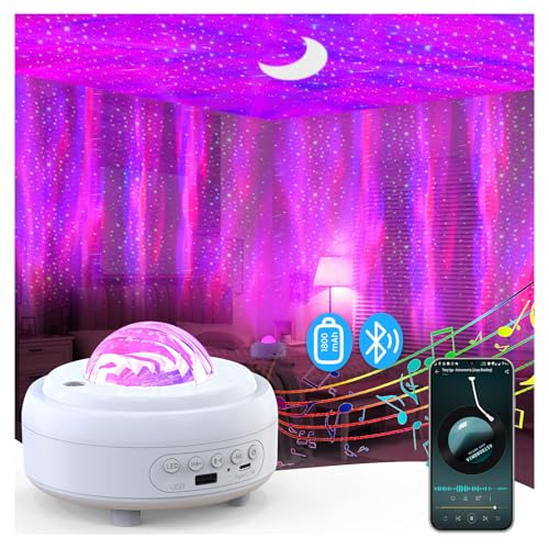 Northern Light Projector, Battery Operated Aurora Night Light, 16 Colors Galaxy Lamp Ocean Wave Ceiling Projector Mood Ambient Lighting for Bedroom Party Adults Kids Room Toddler Girl Gift
