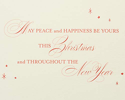 Papyrus Christmas Cards Boxed with Envelopes, Peace and Happiness, Christmas Tree (12-Count)