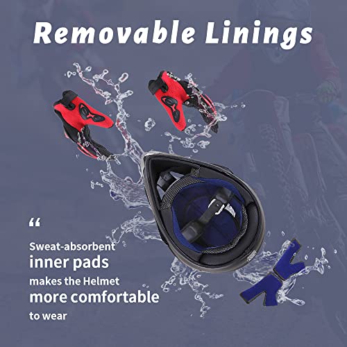 Adult Motocross Dirt Bike Helmet with Goggle, Gloves & Mask - DOT/FMVSS-218 Off-Road Motorcycle & ATV Helmet with Adjustable Sun Visor