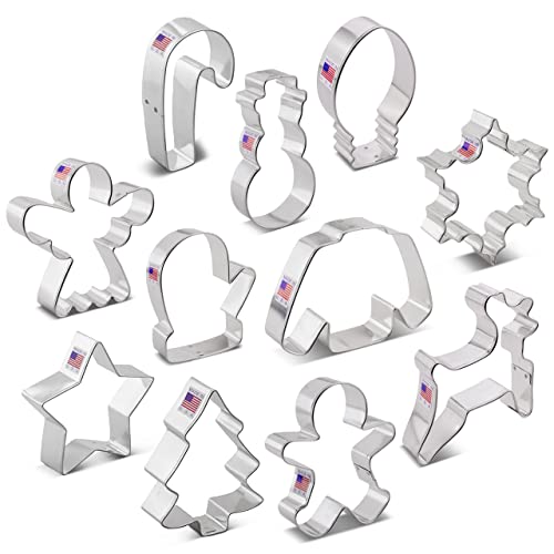 Ann Clark Cookie Cutters Christmas Cookie Cutters 3-Pc. Set Made in USA, Snowflake, Gingerbread Man, Christmas Tree
