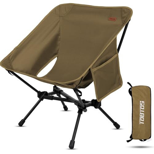 TOBTOS Portable High Back Camping Chair, Support Heavy Duty 440 lbs, Compact Folding Chair with Detachable Pillow for Camp, Hiking, Backpacking (Green)