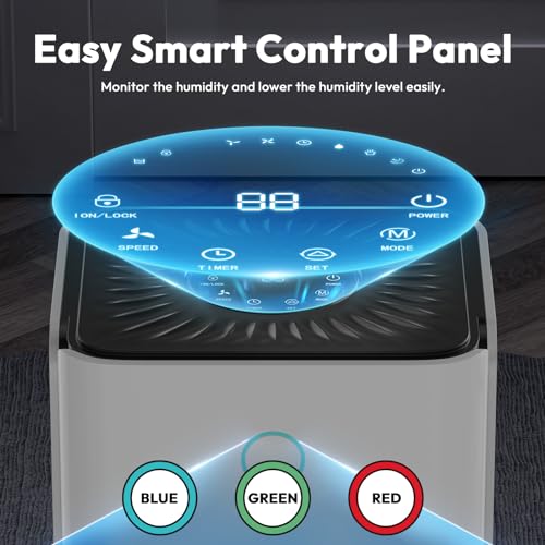 2000 Sq.ft Dehumidifier for Basement, LUKO 30 Pint Dehumidifier with Drain Hose for Continuous Drainage, Intelligent Humidity Control Panel and 24H Timer, 3 Modes, Child Lock, Auto Defrost