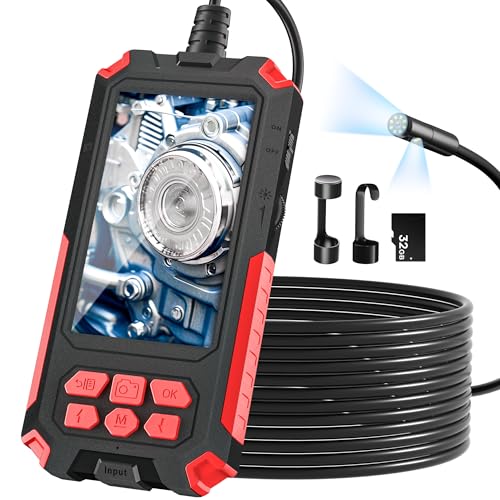 [Triple-Lens] Endoscope Camera with Light, 32.8FT Industrial Borescope with 32GB Card - 4.5