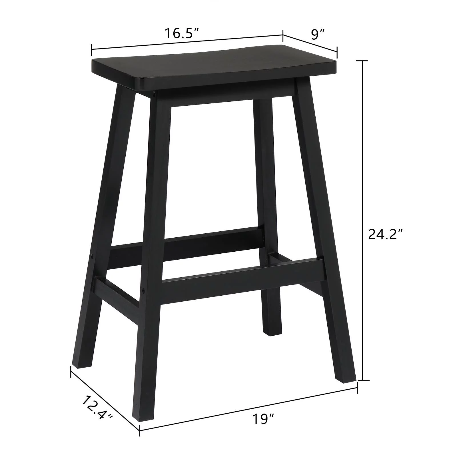 Ktaxon Set of 4 Bar Stools Home Kitchen Dining Room Saddle Seat Wooden Pub Chair Counter Stools Black