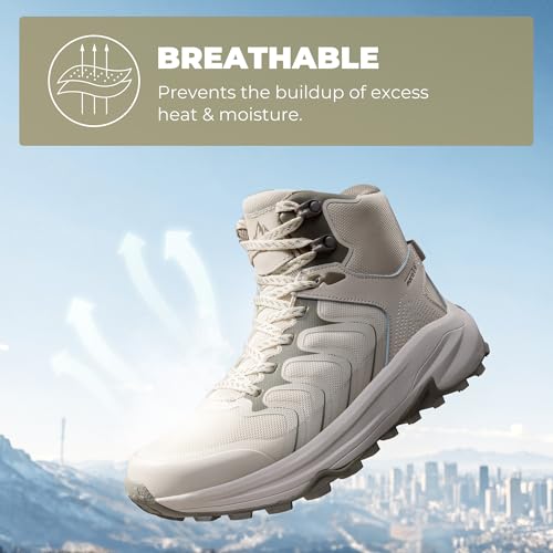 NORTIV 8 Women's Hiking Boots Waterproof with Arch Support Sneakers Walking Outdoor Comfortable Lightweight Boot Echo Mid