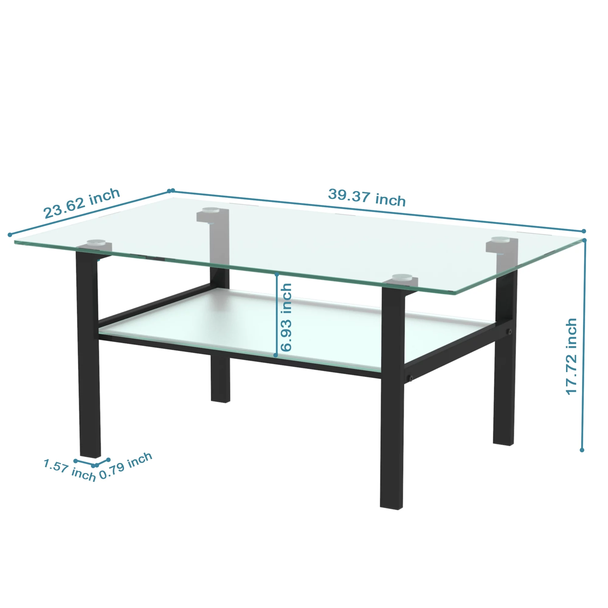 FOAUUH Transparent glass black coffee table, modern simple, living room coffee table, side center table