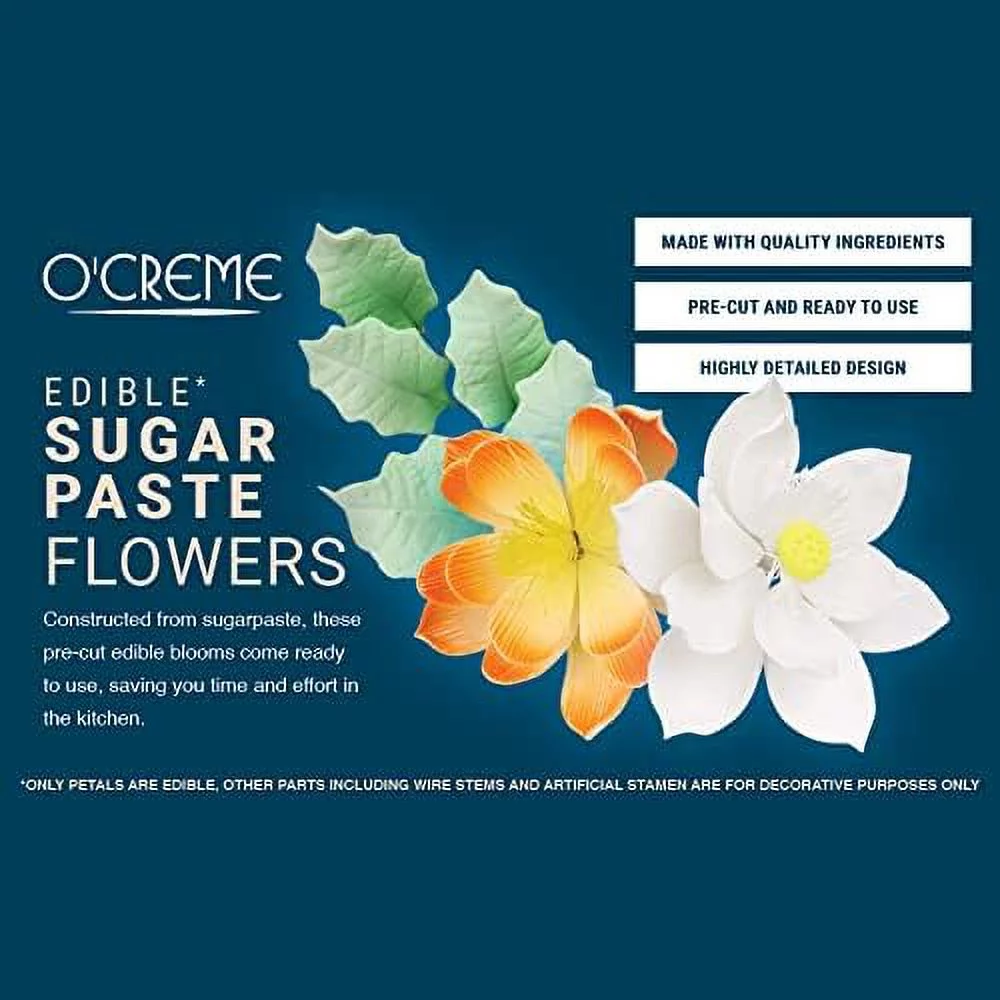 garden  gumpaste flower set - - edible flowers for cake decorating - sugar paste flower decorations for cakes, candy, cupcake toppers - birthday, wedding, valentines day, baby shower