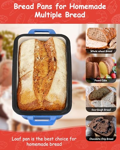 Cast Iron Loaf Pan with Lid | Bread Baking Pans | Even Heat Distribution for Homemade Bread, Cake, Meatloaf, 2 Piece Set (with Oil Brush)