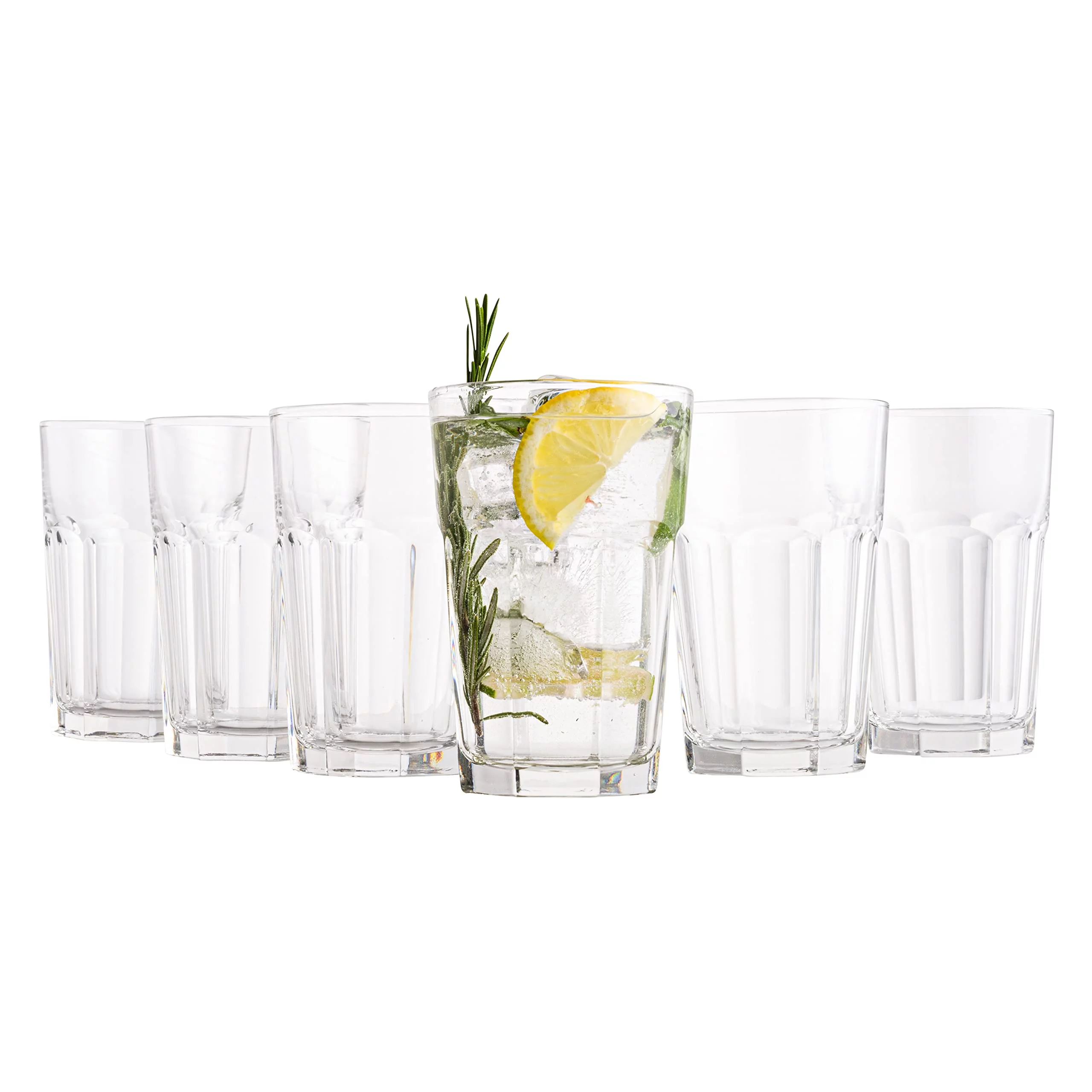 Vikko Drinking Glasses, Set of 6 Juice Glasses 14 Ounce, Thick and Sturdy Kitchen Glasses, Dishwasher Safe Highball Glass Tumbler, Heavy Duty Cups, Water Glasses