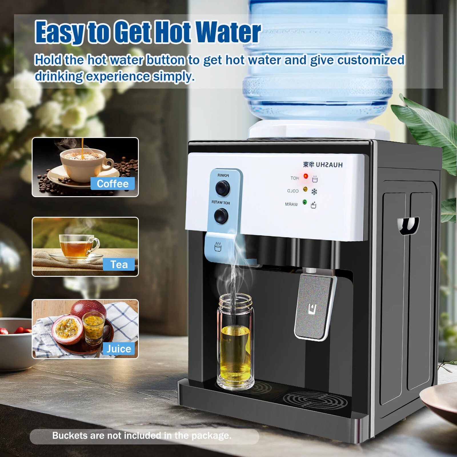 Oukaning Hot/Cold Water Warmer Dispenser Freestanding Top Loading Home Office 3.5L-18.9L