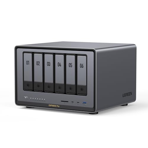 UGREEN NASync DXP6800 Pro 6-Bay Desktop NAS, Intel i5 1235u 10-Core CPU, 8GB DDR5 RAM, 128G SSD, 2 * 10GbE, 2 * M.2 NVMe Slots, 8K HDMI, 2 * TBT4, Network Attached Storage (Diskless)